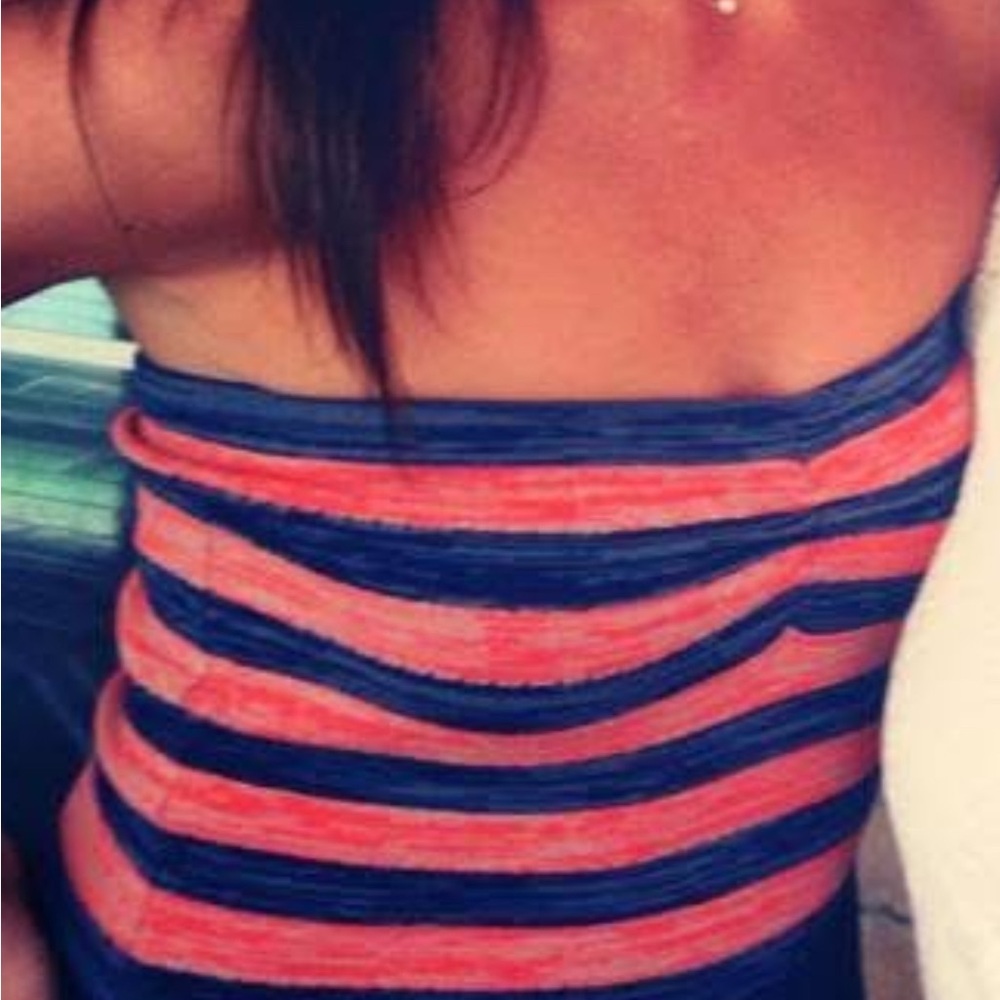 RACHEL Rachel Roy Coral and Navy Striped Dress